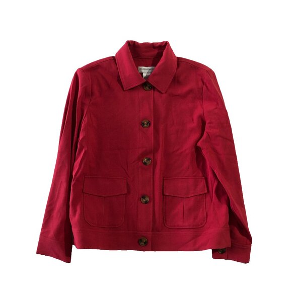 NWOT Draper's & Damon's Womens Size PL Red Button Down Blazer Jacket - Picture 1 of 8